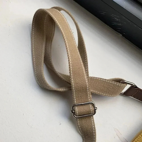 Giani Bernini Crossbody Faux Leather Nylon Tan Mustard Yellow Brown Bag - Picture 4 of 17